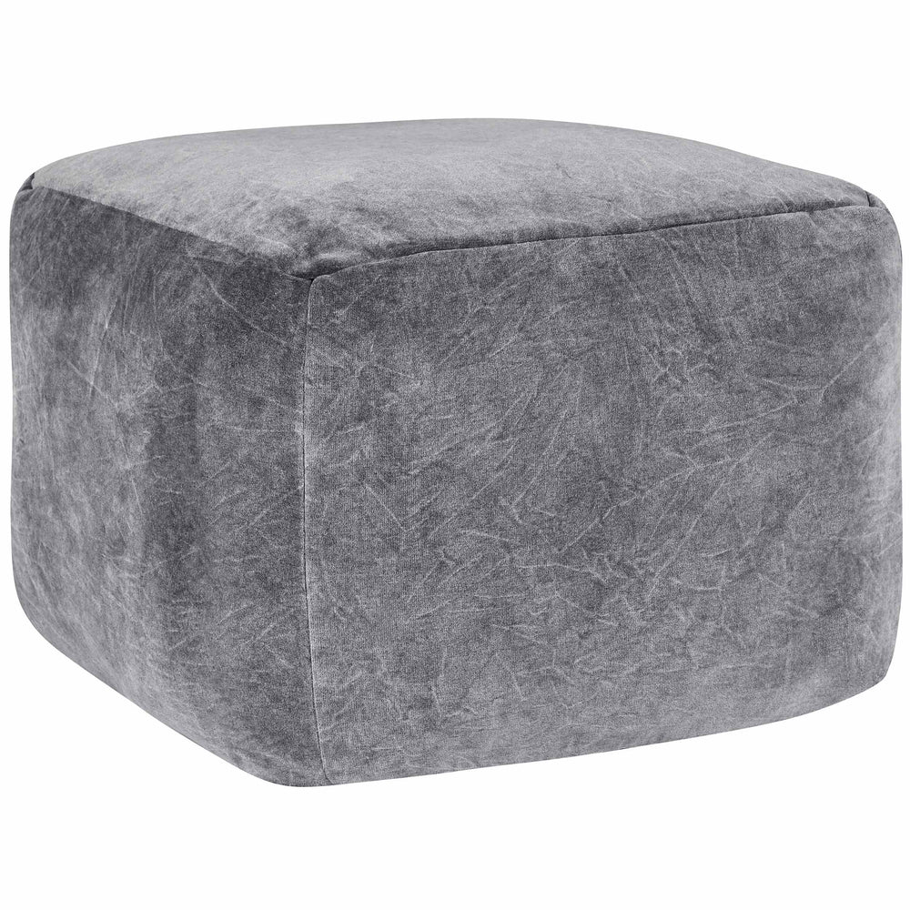 Heirloom Velvet Pouf, Stone Gray-Furniture - Chairs-High Fashion Home