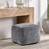 Heirloom Velvet Pouf, Stone Gray-Furniture - Chairs-High Fashion Home