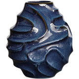 Helix Swirl Outdoor Vase, Glossy Blue-Accessories-High Fashion Home
