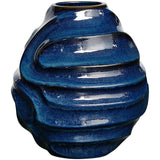 Helix Swirl Outdoor Vase, Glossy Blue-Accessories-High Fashion Home