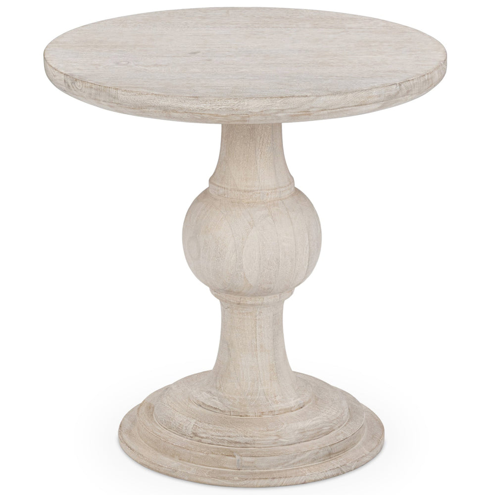 Hera Round End Table, Creamwood-Furniture - Accent Tables-High Fashion Home