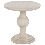 Hera Round End Table, Creamwood-Furniture - Accent Tables-High Fashion Home