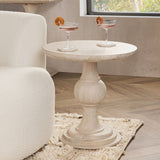 Hera Round End Table, Creamwood-Furniture - Accent Tables-High Fashion Home