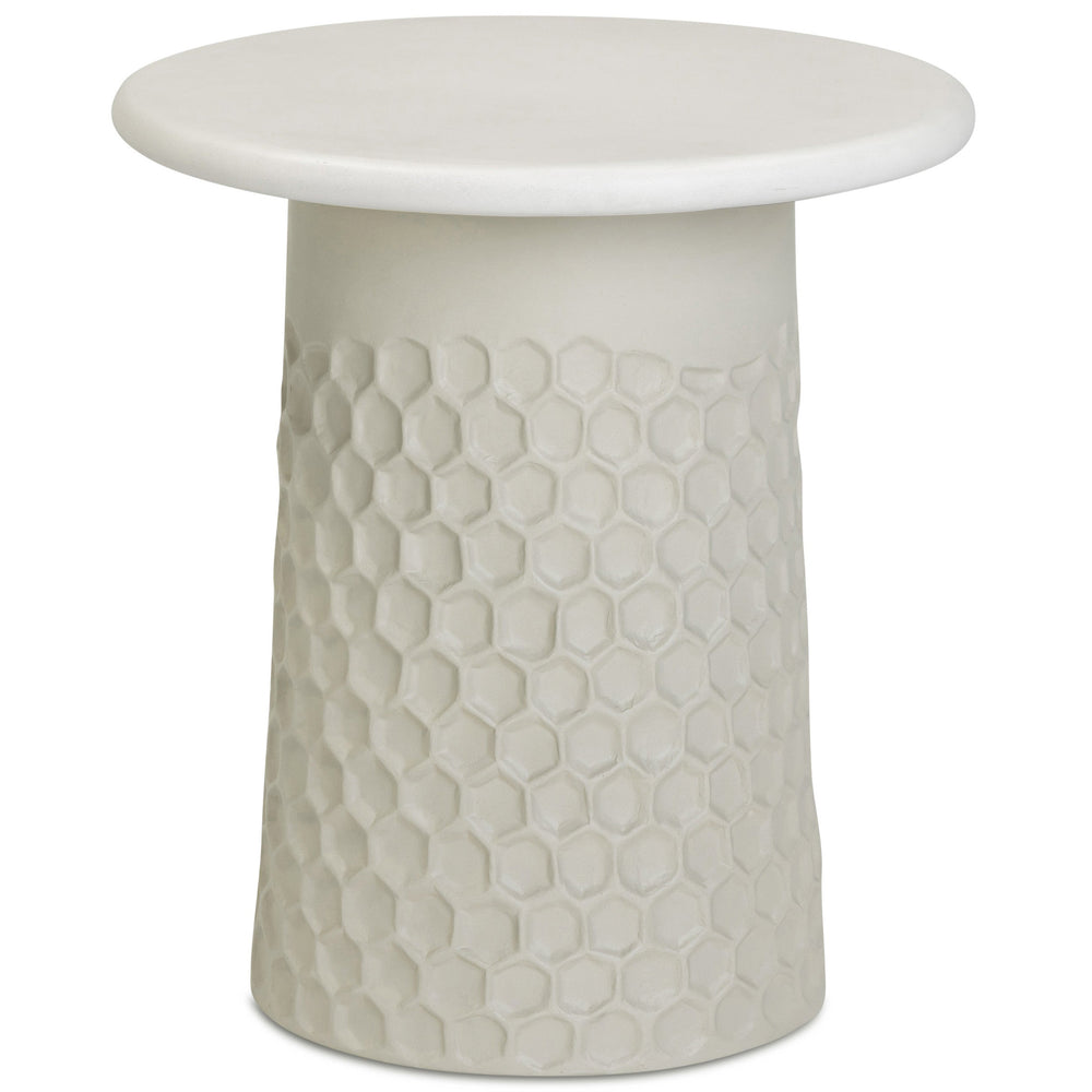 Hessa Outdoor Chiseled Side Table, Antique White