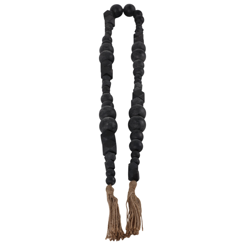 Hex & Round Bead Garland, Black-Accessories-High Fashion Home