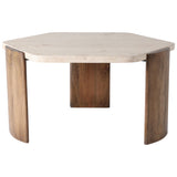 Hexagon Coffee Table, Travertine-Furniture - Accent Tables-High Fashion Home
