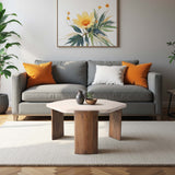 Hexagon Coffee Table, Travertine-Furniture - Accent Tables-High Fashion Home