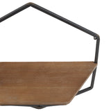Hexagon Wall Shelves, Brown, Set of 2