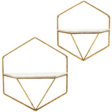 Hexagon Wall Shelves, Gold/White
