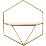 Hexagon Wall Shelves, Gold/White