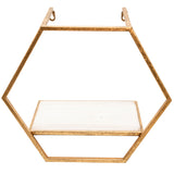 Hexagon Wall Shelves, Gold, Set of 3