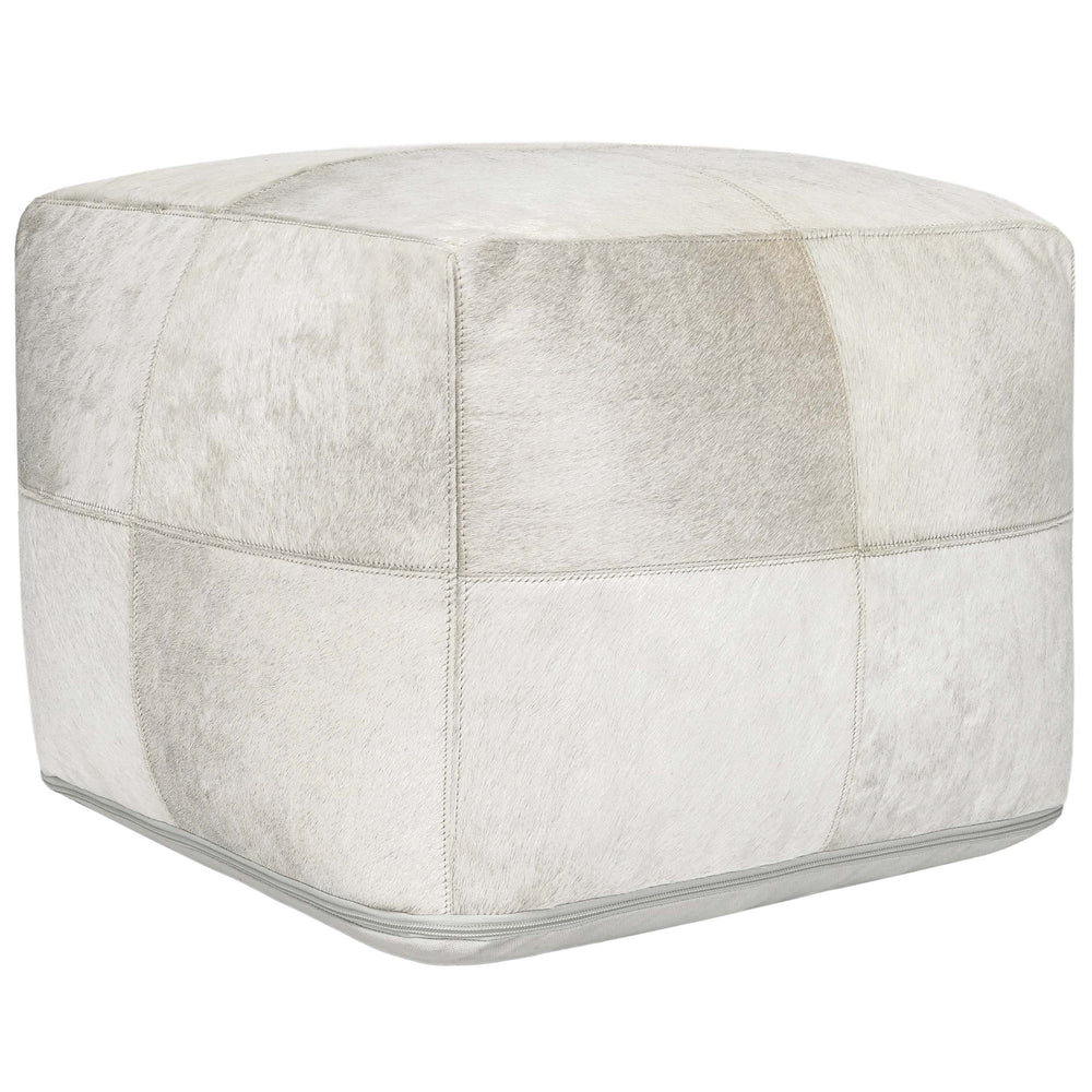 Hide Pouf, Ivory-Furniture - Chairs-High Fashion Home