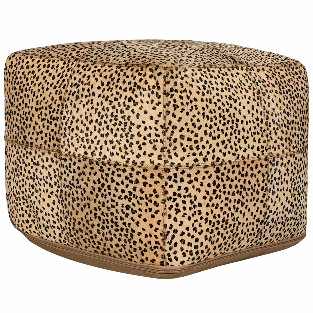Hide Pouf, Leopard-Furniture - Chairs-High Fashion Home