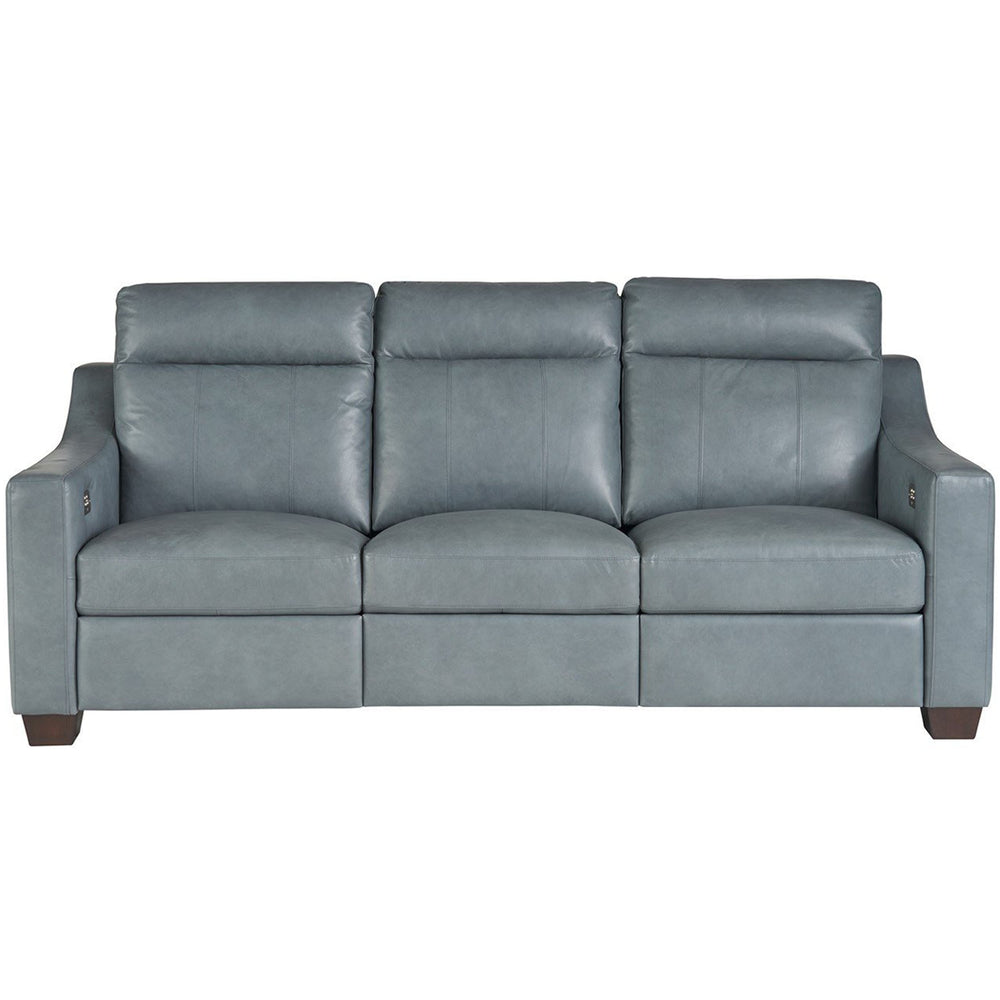 Higgins Leather Power Motion Sofa, Blue Gray-Furniture - Sofas-High Fashion Home