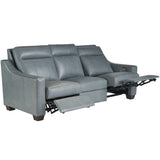 Higgins Leather Power Motion Sofa, Blue Gray-Furniture - Sofas-High Fashion Home