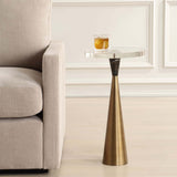 Holton Accent Table, Brushed Brass-Furniture - Accent Tables-High Fashion Home