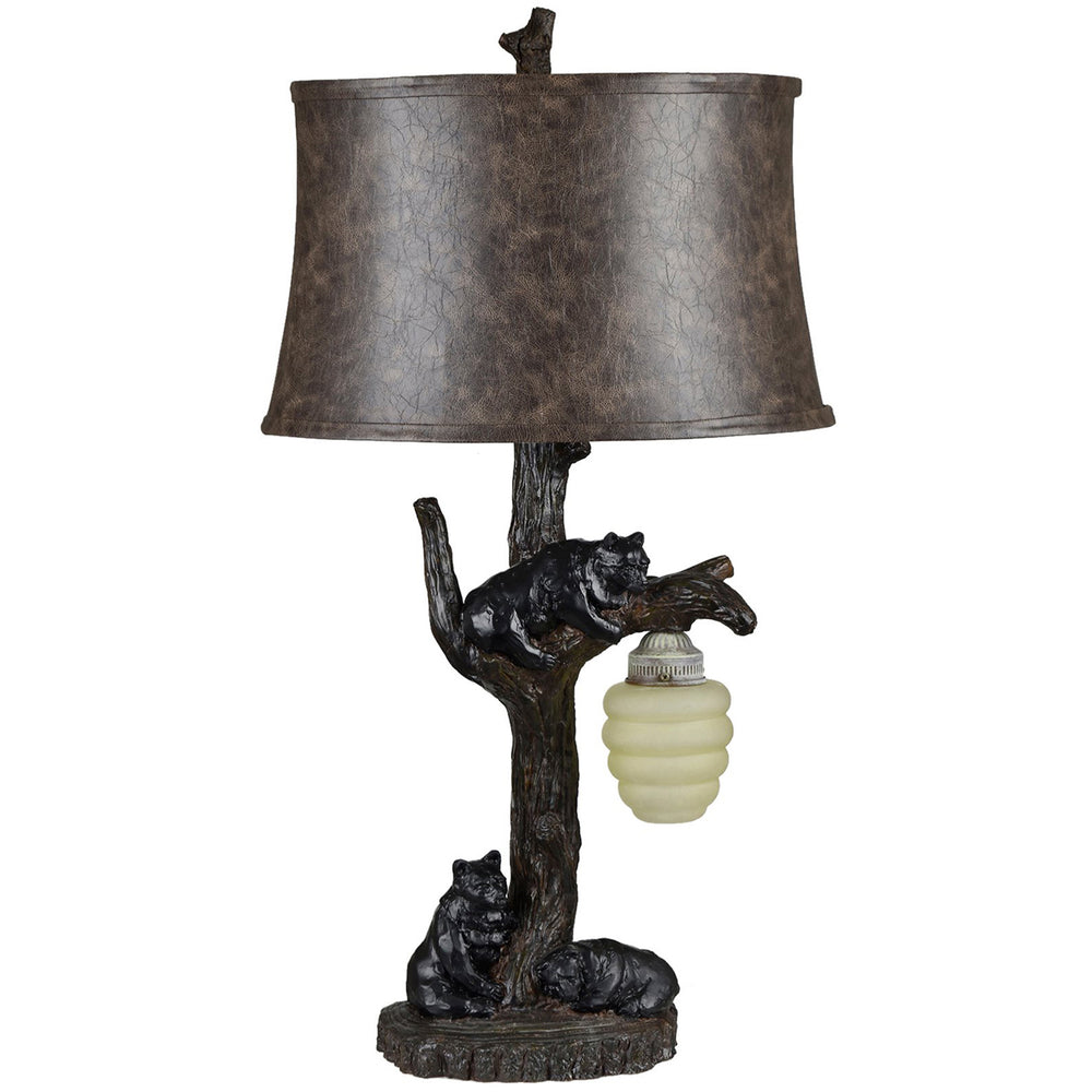 Honeycomb Table Lamp w/ Night Light, Brown-Lighting-High Fashion Home
