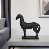 Horse Sculpture on Base, Black-Accessories-High Fashion Home