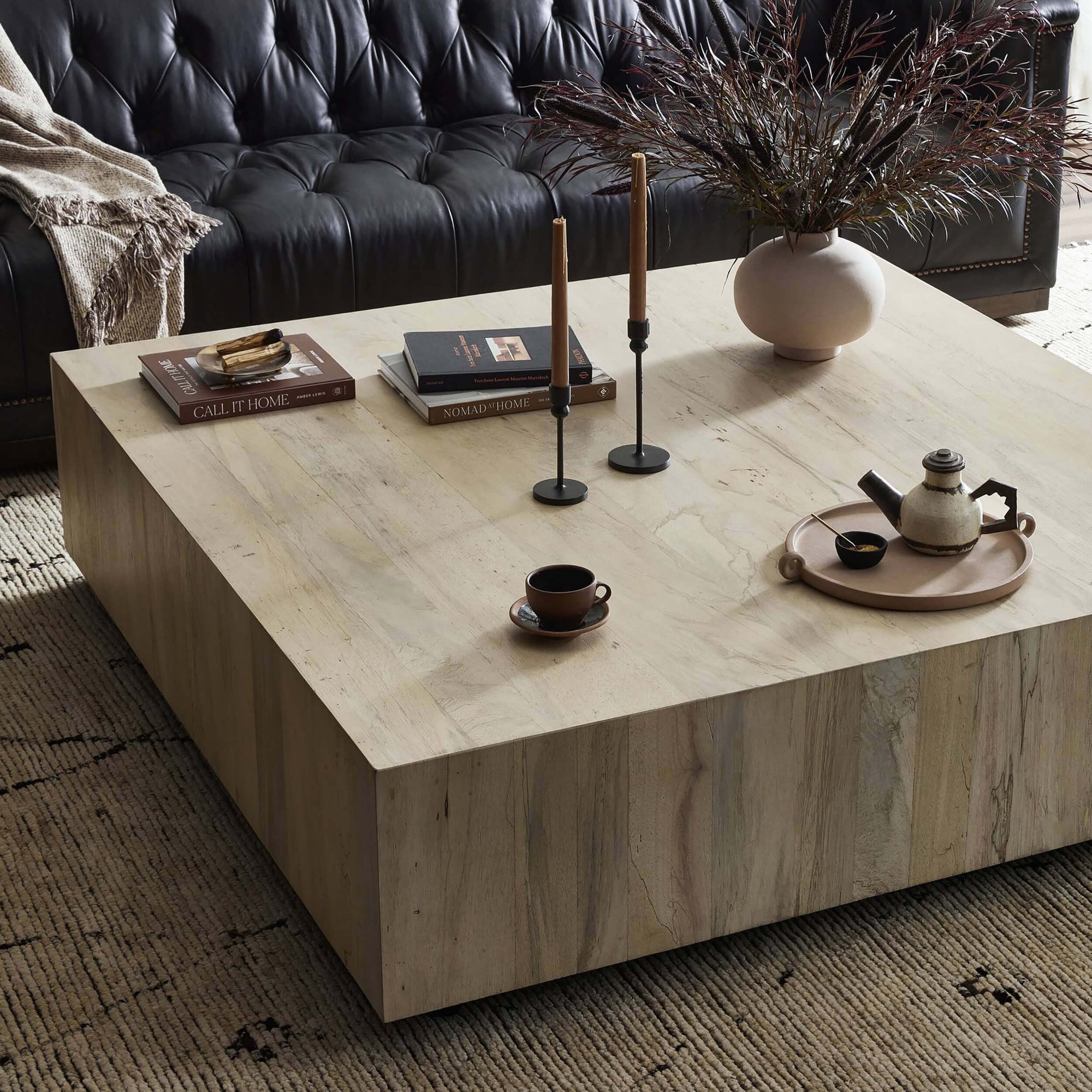 Hudson Large Square Coffee Table Bleached High Fashion Home