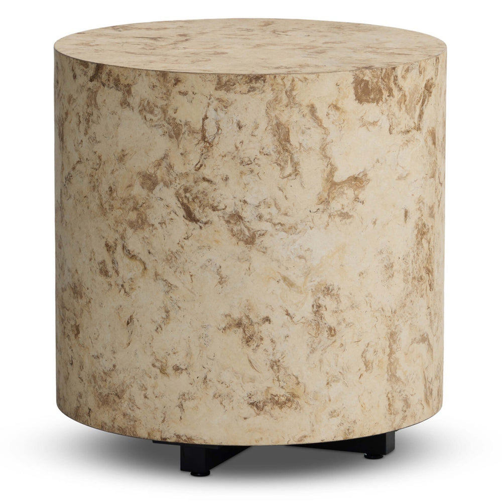 Hudson Round End Table, Bark Paper by Four Hands-Furniture - Accent Tables-High Fashion Home
