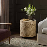 Hudson Round End Table, Bark Paper by Four Hands-Furniture - Accent Tables-High Fashion Home