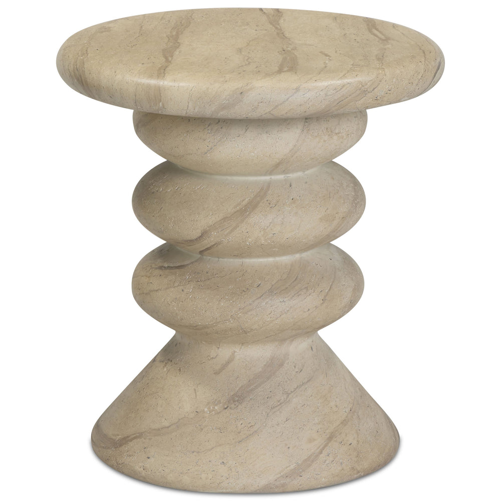 Hyre Outdoor Side Table, Travertine