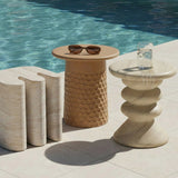 Hyre Outdoor Side Table, Travertine