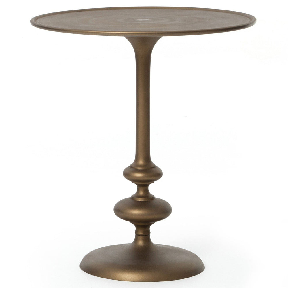 Marlow Matchstick Pedestal Table, Matte Brass by Four Hands