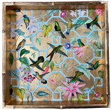 Lacquer Square Tray, Hummingbird Trellis