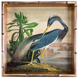 Lacquer Bamboo Square Tray, Audubon Heron