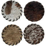 Hair-on-Hide Laced Coaster, Set of 4
