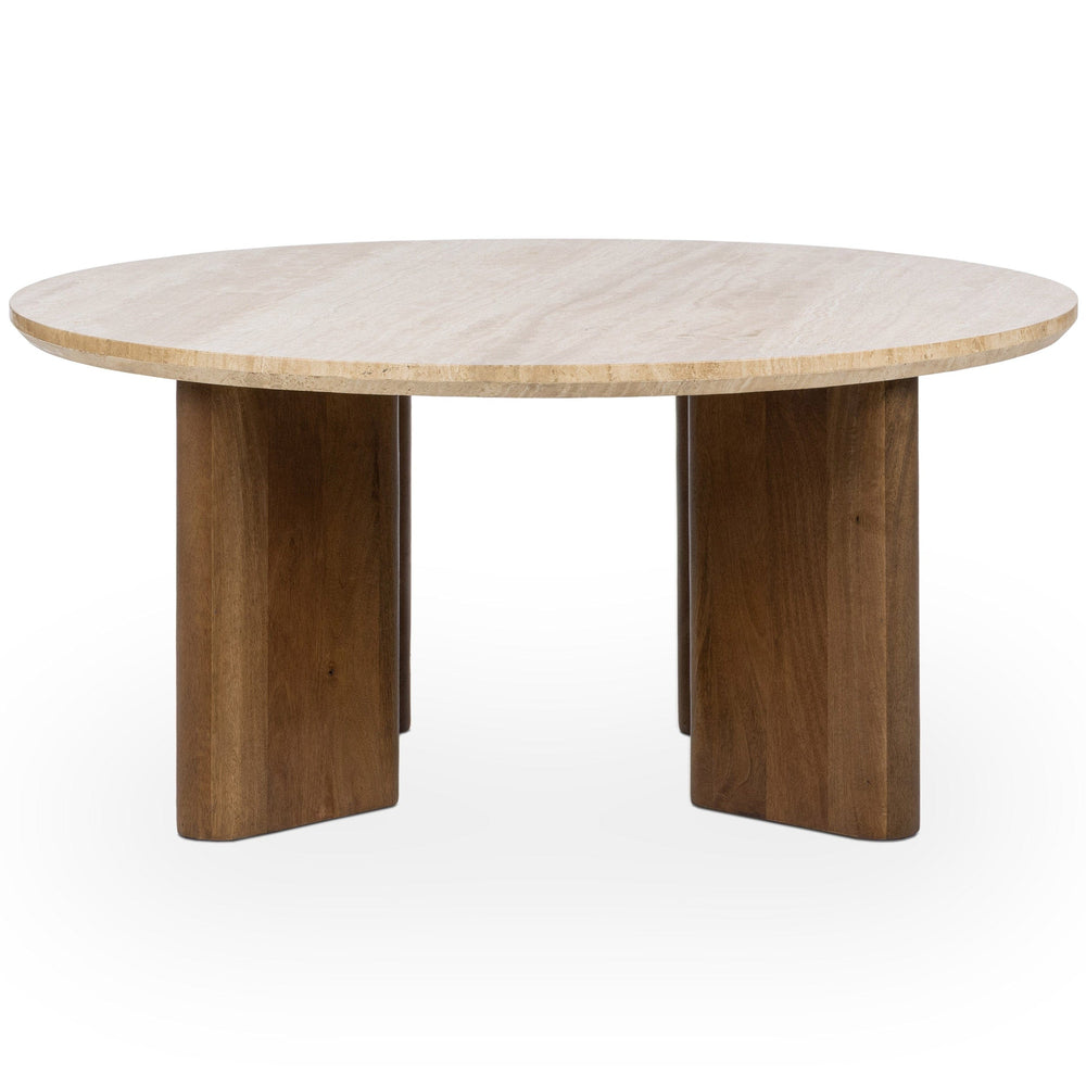 Idella Round Coffee Table, Tan-Furniture - Accent Tables-High Fashion Home