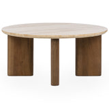Idella Round Coffee Table, Tan-Furniture - Accent Tables-High Fashion Home
