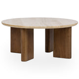Idella Round Coffee Table, Tan-Furniture - Accent Tables-High Fashion Home