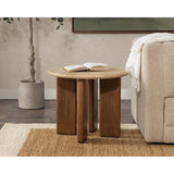 Idella Round End Table, Tan-Furniture - Accent Tables-High Fashion Home