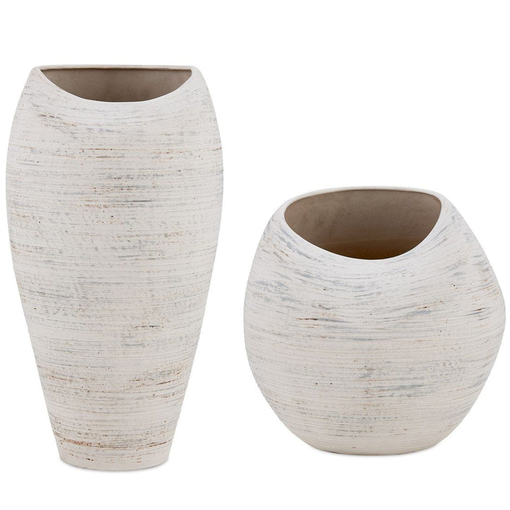 Inara Outdoor Vases, Set of 2, Creamy White-Accessories-High Fashion Home