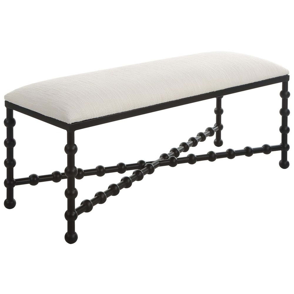 Iron Drops Large Bench, Crisp White-Furniture - Benches-High Fashion Home