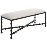 Iron Drops Large Bench, Crisp White-Furniture - Benches-High Fashion Home