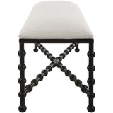 Iron Drops Large Bench, Crisp White-Furniture - Benches-High Fashion Home