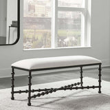 Iron Drops Large Bench, Crisp White-Furniture - Benches-High Fashion Home