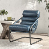 Jackson Leather Chair, Ocean Blue-Furniture - Chairs-High Fashion Home