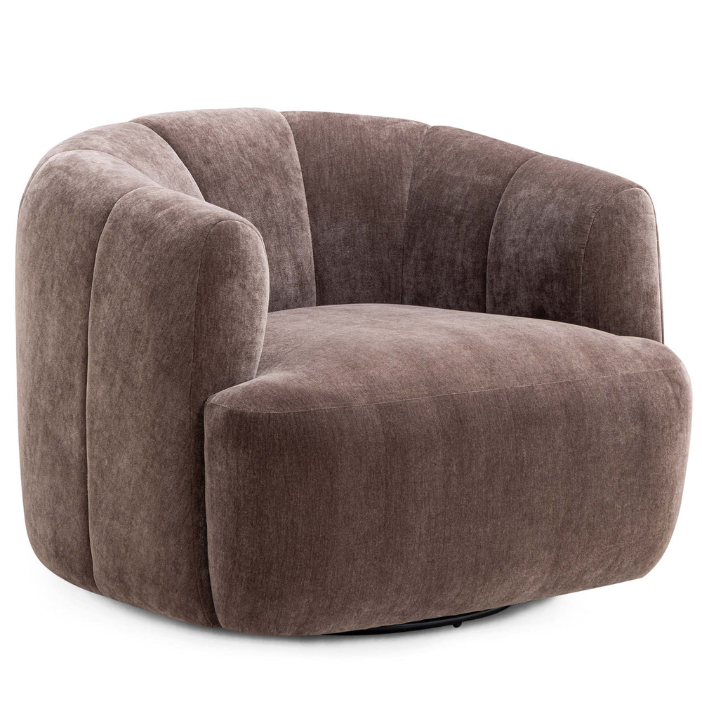 Jasmine Upcycled Swivel Accent Chair, Chocolate-Furniture - Chairs-High Fashion Home