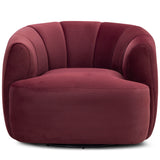 Jasmine Velvet Swivel Accent Chair, Berry Red-Furniture - Chairs-High Fashion Home