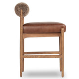 Jazelle Leather Bar & Counter Stool, Taupe Shearling/Havana Brown by Four Hands-Furniture - Dining-High Fashion Home