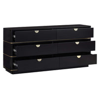 Julieta 6 Drawer Dresser, Black-Furniture - Storage-High Fashion Home