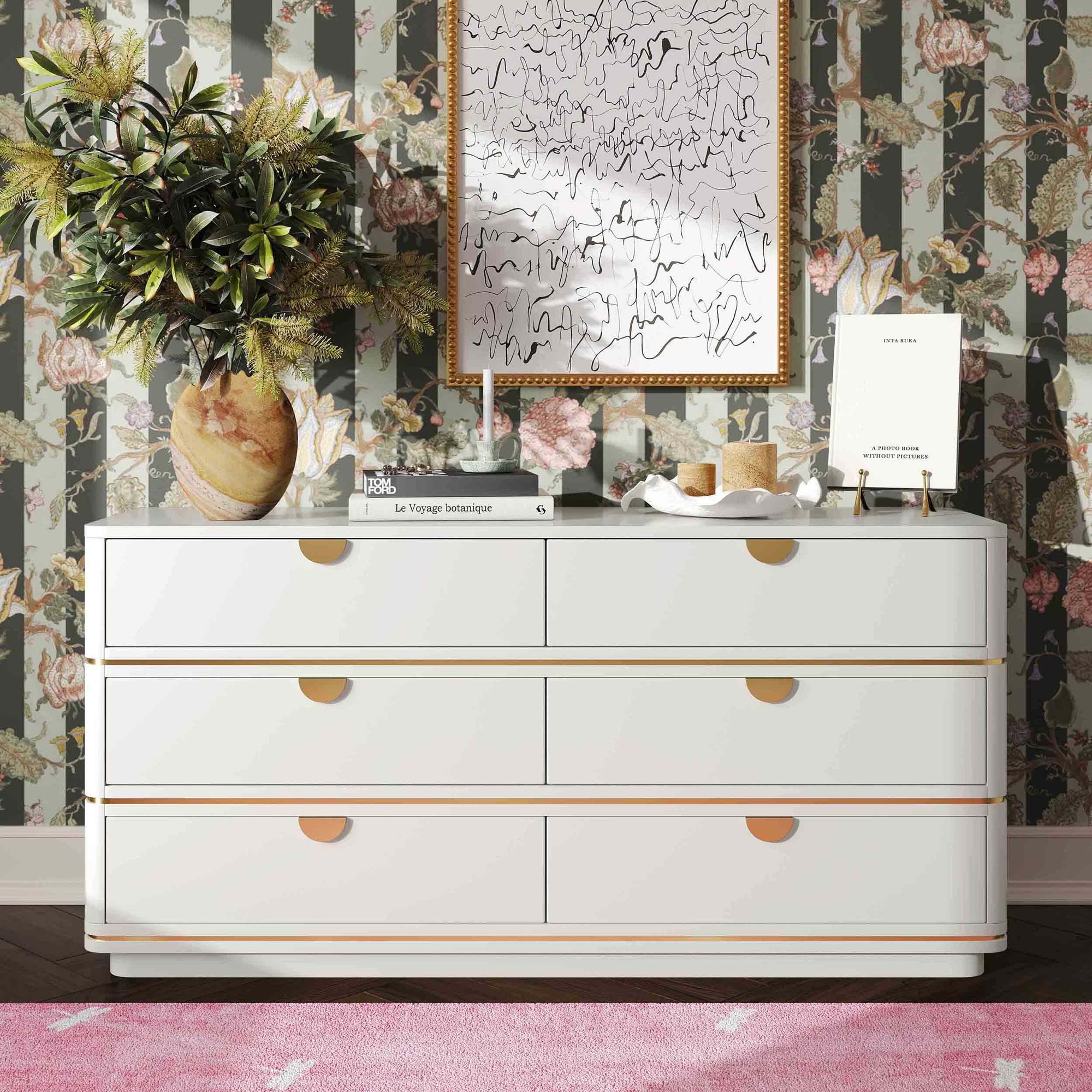 Julieta 6 Drawer Dresser, Cream High Fashion Home Julieta 6 Drawer Dresser, Cream High Fashion Home