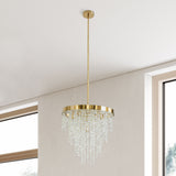 Juniper Chandelier, Clear/Brass-Lighting-High Fashion Home