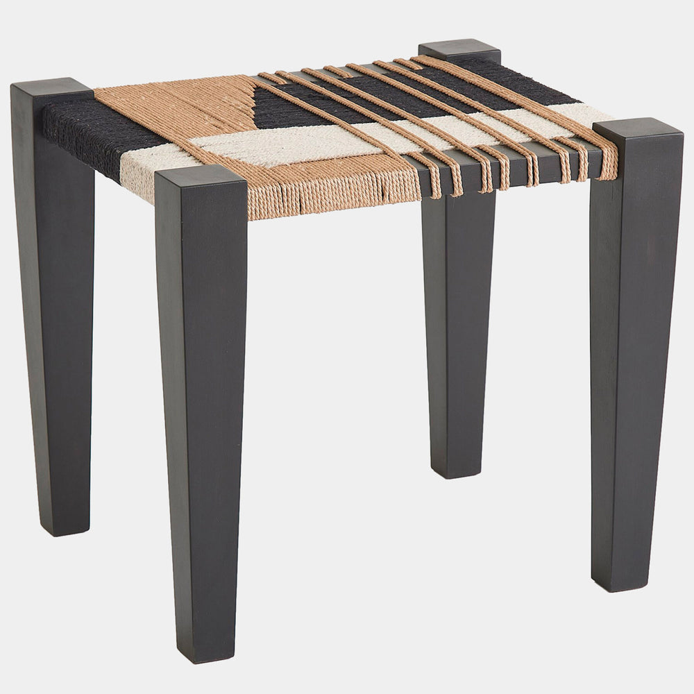 Jute Stool, Black/Natural-Furniture - Benches-High Fashion Home