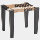 Jute Stool, Black/Natural-Furniture - Benches-High Fashion Home