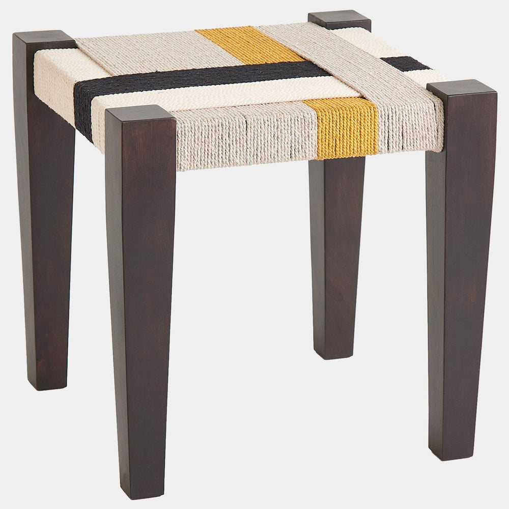 Jute Stool, Black/Yellow-Furniture - Benches-High Fashion Home